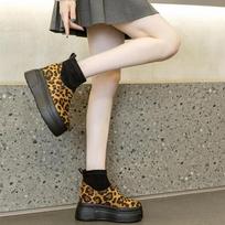 Fashion 8.5CM  Microfiber Spring Knittes Cloth Streth Fabric Boot Booties Leather Ankle Knee High Autumn Women Platform Wedge Shoes 2025 39 juoda