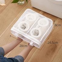 Portable Mesh Laundry Bag Washing Machine Shoes Bag Travel Storage Bags Anti-deformation Protective Clothes Organizer Net Bag white