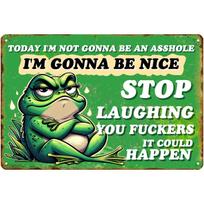 One, funny frog funny retro funny metal aluminum plaque, suitable for home wall decoration, wall decoration art, home, room juoda