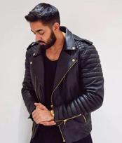 Genuine Lambskin Leather Black Men's Jacket Handmade Stylish Biker Motorcycle Handmade XS juoda