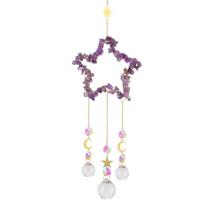 Crystal Gravel Pendant Star Moon Suncatcher Pendant Ornament Decor for Indoor Outdoor Garden Yard Decorations Supplies gray