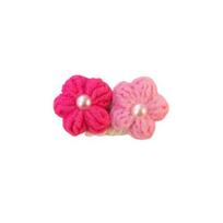 Dog Hair Clip Knitting Wool Flower Decor Handmade Princess Style Fashion Personality Hair Grooming smėlis