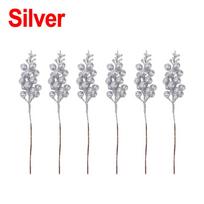 1-20Pcs Glitter Artificial Red Berry Stems Christmas Fake Berry Branches DIY Xmas Tree Garland Decoration Party Table Ornaments 1pcs