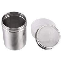 Fypo Stainless Steel Chocolate Sugar Shaker Coffee Dusters Cocoa Powder Cinnamon Dusting Tank Kitchen Filter Cooking Tool gray