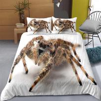Tarantula Print Bedding Set King/Queen Size,Black Brown Spider Comforter Cover,Insect Theme Soft Duvet Cover for Kids Teen,white EU Single(135x200cm)