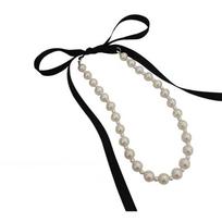 Lady Korean Sweet Black Velvet Bow Choker Necklace Bowknot Imitation Pearls Clavicle Chain Collar Jewelry ADM bow