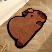 Bathroom Absorbent Floor Mat Home Cute Children's Room Flocking Foot Mat Plush Mat Bedroom Bed Blanket 48x80CM black