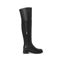 Krazing Pot Cow Leather Autumn Winter Shoes Thick Med Heels Big Size 45 Size 44 Zipper Decoration Women Keep Warm Over-the-knee Boots 34 juoda