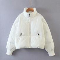 Women's Winter Stand Collar Puffer Jacket Baggy Short Padded Down Coats Cropped Puffer Long Sleeve M balta