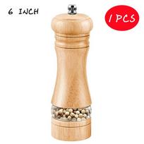 6 colių druskos ir pipirų malūnėlių rinkiniai, pipirų malūnas, rankinis šviežiai maltų prieskonių butelis, keraminis šerdis, medžio masyvo pipirų malūnėlis beige