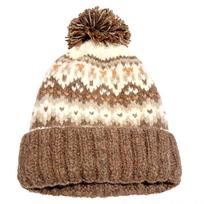 Winter Outdoor Cold Warm Beanie Hairball Woolen Hat Ear Protection Hundred Hat Female Retro Cute Printed Stripes M（56-58cm） beige