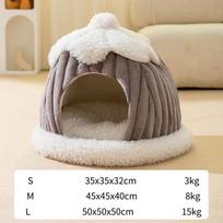 New Winter Pet House Dog Soft Nest Kennel Cozy Sleeping Warm Cave Cat Dog Kitty Basket Cats Bed For Small Medium Dogs Cats S brown