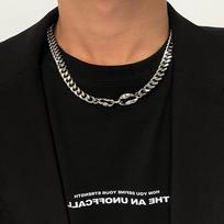 NK Titanium Steel Hip-Hop Clavicle Necklace: Korean Style for Men and Women steel necklace brown