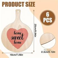 6-Pack Unfinished Round Wooden Paddle Boards with Handle for Crafts, Mini Cheese Boards, Rustic Charcuterie Platters, DIY Christmas Kitchen Decor 6pcs white