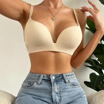 Sexy Girls' Underwear Comfortably Gather Small Breasts and Large Single Sex Sense Adjustment Bra 85B beige