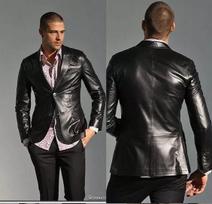 100% Leather Lambskin Handmade Black Stylish Blazer Business Causal Formal Men S juoda