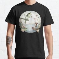 Men Fashion Casual Short Sleeves Jumping Frog Black Tees Oversized T-shirts S juoda