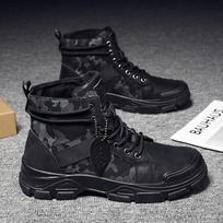 Men's Canvas Sneakers Retro Combat Boots Autumn Winter Military Boots For Men Camouflage Desert Boots Non-slip Work Shoes For Men High-top Sneakers 48 chaki