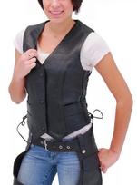 100%Real Lambskin Leather Button Waistcoat Western Vest Coat Classic Black Women S juoda