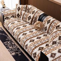 Winter Bohemia Slipcover Fleece Warm Sofa Mats Camping Mat Living Home Non-slip Ethnic Style Sofa Cushion Couch Sofa Covers 70X70 gray