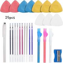 25pcs DIY Craft Sewing Accessories Temperature Vanishing Thread Fabric Pen Knitting Marker Hot Eraser Pen yellow
