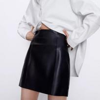 Unique Black Women Designer Slim Fit Skirt Sexy 100% Genuine Lambskin Leather S juoda