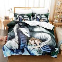 3D printed Fantasy witch dragon Alien world Bedding Set Down Quilt Cover with Pillowcase Double Complete Queen King Bedding 70x133cm 2pcs