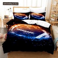 Burning Football Duvet Cover Set King Size For Boys Women Men Blue And Red Flame Bedding Set Polyester Comforter Cover Sport 70x133cm 2pcs