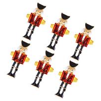 Gold Napkin Rings Walnut Soldier Buttons Holiday Party Decoration 6pcs Christmas Elegant Buckle Dinner 6.00X2.10X2.10CM black