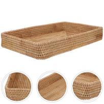 Rotango pintas padėklas Dekoratyvinis rotango padėklas Stačiakampis rotango padėklas Patiekimo rotango padėklas namams stačiakampis rotango padėklas 37.50X23.50X5.00CM