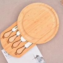 Bamboo Cheese Board 1PC Set Cheese Knife Portable Outdoor Dinner Plate Hotel Restaurant Decorative Bread Tray Tableware