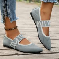 2024 Summer Elegant Women's Ballet Flats Mesh Casual Shoes Woman New Shallow Sneakers Comfortable Pointed Toe Flat Shoes Women 36 pilka spalva