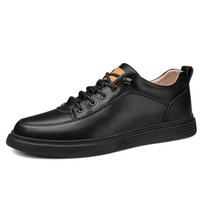 Genuine Leather Men Casual Shoes Lace Up Skateboard Mens Oxfords Moccasins Breathable Male Driving Shoes Daily Minimalist Flats 36 black