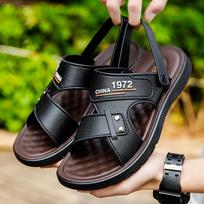 Outside Wear Sandalai Vyriški Vasariniai Vandeniui Neperšlampami Neslystūs Minkštu Padu Vairavimo Paplūdimio Batai Dvejopo naudojimo vyriški Sandalai 40 juoda
