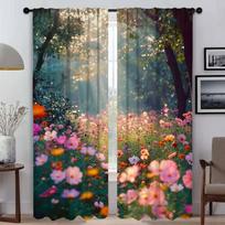 Partition Wildflower Modern Living Room Curtains 2 Pieces Halloween Decoration Home Interior Curtains for Camera Window Curtain W50xH70cmx2pcs-CL