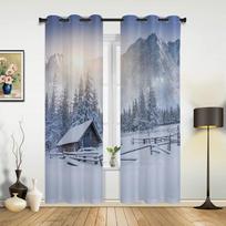 Žiemos Sniego Kalno Ryto Peizažas Namo Užuolaidos Miegamajam Svetainei Užuolaidos Virtuvei Vaikams Langų Užuolaida Namų Dekoras 135W x 60H(cm) x1