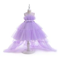 Mažylių vaikiškų mergaičių nėriniai be rankovių princesės suknelė vakarėliui iš tiulio suknelės Cosplay drabužiai 110 violetinė