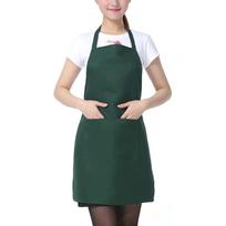 Solid-Color Waterproof Apron With Pocket Oil-Proof Anti-Foulings Lace-Up Bib Breathable Reusable Apron Kitchen Accessories tamsiai žalia spalva