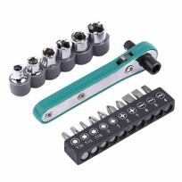 14  Wrench Screwdriver Ratchet Handle with Interchangeable Driver Bits and Sockets blue