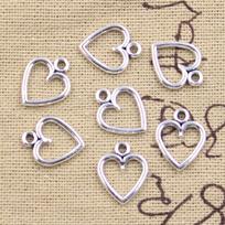 50 vnt. Pakabukų Tuščiavidurė Miela Širdelė 14x11mm Antikinio Sidabro Spalvos Pakabukai Gamyba DIY Rankų Darbo Tibeto Elementas Papuošalams