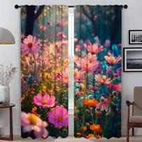 Wildflower Window Curtain for Room 2 Panel Anti-mosquito Curtains Partition Home Interior Curtains Halloween Decoration Shades W50xH70cmx2pcs-CL