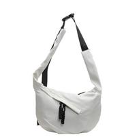 Large capacity lady's messenger bag  single shoulder student female canvas bag  monochromatic diagonal travel bags  leisure fashion white
