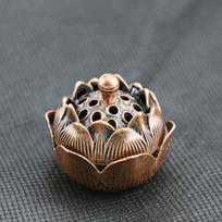 Incense Burner Feng Shui Lotus Zen Coil Holder Censer for Aromatherapy Tea House Meditation Tabletop Decoration gray