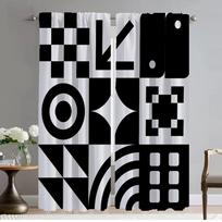 Geometry Blackout Curtain for Room 2 Panel Halloween Decoration Shades Modern Living Room Curtains Partition Tulle for Bedroom W50xH70cmx2pcs-CL