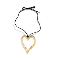 Zinc Alloy Neck Accessories Silver Big Heart Choker Metallic Pendant Necklace  Daily Wear ARI heart1