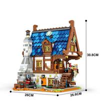 2366 vnt. Viduramžių kalvio parduotuvės statybiniai blokeliai, Europos miesto gatvės vaizdo parduotuvė, MOC pastato modelio plytos, žaislai, dovanos vaikams No Box
