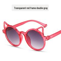 2022 Mados Katės Ausų Akiniai nuo Saulės Vaikams - Mieli ir Dekoratyvūs Transparent red frame gray film raudona