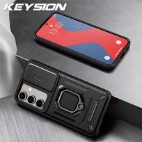 KEYSION Atsparus smūgiams dėklas, skirtas Samsung S25 Ultra 5G slankiojančios kameros objektyvo apsauginis žiedas, telefono galinis dangtelis, skirtas Galaxy S25+ Plus for Galaxy S25 juoda