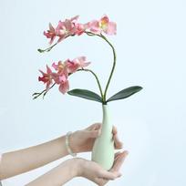 2Pcs 46cm Real Touch Latex Butterfly Orchid Flores Artificial Phalaenopsis Flower for Wedding Home Valentine's day Decoration kūdikio rožinė spalva