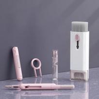 7 viename kompiuterio klaviatūros valiklio šepetėlio rinkinys Ekrano valymas Daugiafunkcinių ausinių dėklo valymo įrankiai Purškimo buteliuko valymo pelenai gray